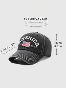 1Pc Unisex Vintage Washed Denim Baseball Cap With Embroidered "AMERICA EST 1776" & Flag Patch, Multi - Color Adjustable Retro Casual Hat For Men & Women, Breathable Sun Protection Headwear For Daily Outfits, Street Style, Travel, Outdoor Adventures & Patriotic Events, Fashion Accessory For All Seasons - A - View 10