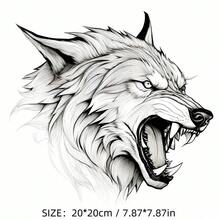 1pc Black & White Animal Series Fierce Lion Head, Wolf, Leopard, Gorilla King Kong 3D Effect Car Scratch Cover Sticker Decal For Automotive, Motorcycle, Vehicle Decoration - one-size - View 7