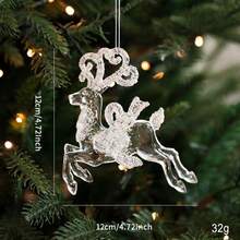 Christmas Ornaments, Transparent Acrylic Plastic Pendants, Glitter Powder And Sequins, Elk, Snowflake And Christmas Tree Ornaments, Decorative Accessories Suitable For Holiday Decorations. Home Decor Christmas Decorations Room Decor - Multicolor - View 16