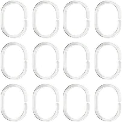 Local Delivery--Plastic Shower Curtain Hooks C Shape Shower Curtain Rings For Bathroom Shower Rod Window Curtains Hanger (Black, 12pack)