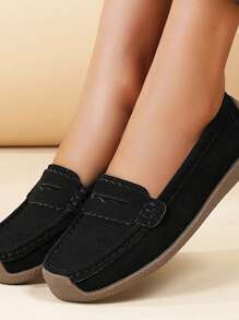 Women Simple Flat Slip-On Casual Outdoor Shoes, Lightweight Low-Top Sneakers