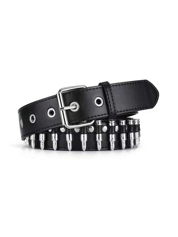 1pc Unisex Bullet Buckle Punk Y2K Style Personalized PU Leather Belt