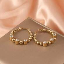 Boucles d'oreilles en acier inoxydable européennes et américaines, boucles d'oreilles de mode haut de gamme décorées de strass plaquées or 18 carats
