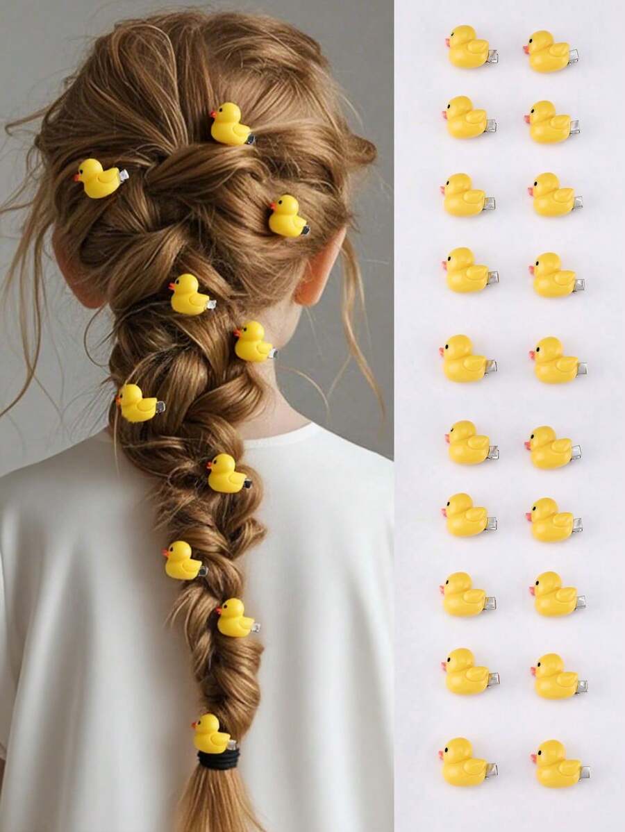 Set de 5 piezas/10 piezas de pasadores de pelo con diseño de patitos para niñas pequeñas