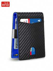 Rfid Blocking Carbon Fiber Men Slim Wallets Credit Card Holder Thin Small Short Purse Male Black Vallet Bifold Wallet For Man