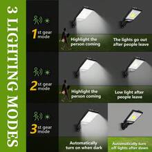 1/2/4/6/8 件太阳能花园灯，带 30 个 LED，太阳能户外壁灯带运动传感器 - 4 头泛光灯，遥控器，3 种可调模式，适用于露台、车库、门廊、庭院、户外太阳能花园灯、返校装饰、圣诞节、万圣节、复活节节日装饰灯 - [改良款]-1格COB - 查看 6