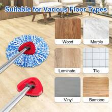 6 Pack Spin Mop Replacement Heads For O-Cedar RinseClean 2 Tank System - 100% Microfiber Refills - Compatible With O-Cedar Spin Mop Bucket - Machine Washable For All Hard Floors - 6 Pieces Blue Heads & Base & Brush - 查看 8