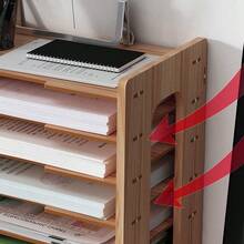 7 Layer Office Filing Tray Letter Rack Desk Organiser Paper A4 Document Holder - Wood Color - View 7