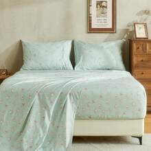 Black Sheets, Deep Pocket, 1800 Thread Count, Soft Breathable, Cute Printed Boho Farmhouse Bed Sheets, Up To 18 Inch - Blue and White - View 10
