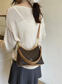 Bolso de compras de estilo retro de verano para uso casual, de negocios o de paseo, bolso de embrague de patchwork vintage, bolso de maquillaje con remaches y cadena, bolso de hombro o bandolera de motocicleta, estilo ligero y portátil de estilo 'dopamina' para otoño/invierno, bolso esencial de mujer tipo 'dumpling'