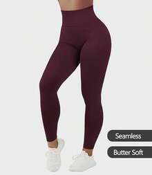 JGS1996 Hidden Scrunch Butt Lifting Leggings For Women Tummy Control High Waisted Workout Gym Seamless Impact Yoga Pants - Tác động Burgundy - Xem 3