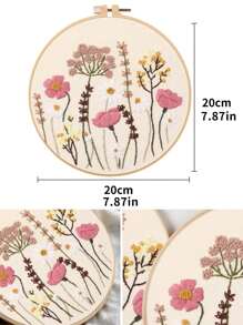 1 Set Diy-stickmaterial-kit Mit Stickrahmen, Blumenserie-wanddekormalerei, Zufällige Lieferung Der Fadenwickelbrettfarbe