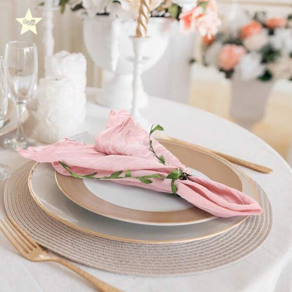18pcs Reusable Cheese Cloth Napkins In Gray & Pink, Suitable For Wedding, Bridal Shower, Events, Parties, Outdoor Picnic, Hotel & Restaurant Decor
