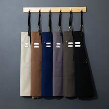 1pc Adjustable Cooking Apron, Unisex Plain Canvas Apron For Kitchen, Chef, Waiter, Barbecue, Hairdresser, Adult Large Pocket Apron, Kitchen Supplies