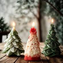 1 pieza Molde de vela en forma de árbol de Navidad - Decoración y regalo artesanal creativo para fiestas navideñas, incluye molde para hacer jabón, yeso y resina