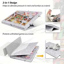 Jigsaw Puzzle Organizer Board – 6-Compartment Storage With Stand & Cover, 1000-Piece Capacity - Grey - View 4