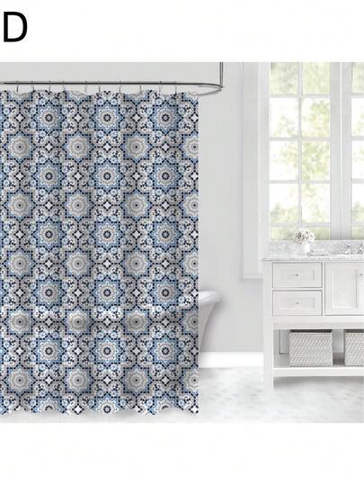 1 szt. Wielokolorowy zestaw zasłon prysznicowych z nadrukiem PEVC Wodoodporna zasłona prysznicowa z haczykami do łazienki, wanny i kuchni Dekoracja łazienki w domu, letnie akcesoria łazienkowe