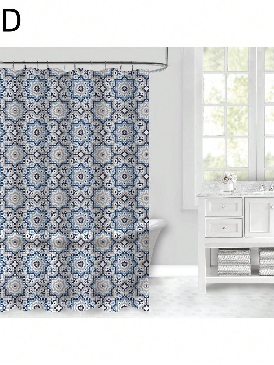 1 pieza Conjunto de cortina de ducha impresa multicolor. Cortina de ducha impermeable PEVC con ganchos para baño, bañera y cocina, decoración para el hogar y accesorios de baño de verano