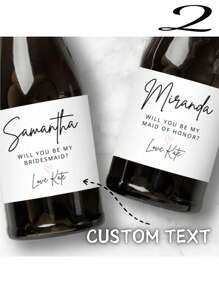 5PCS Any Sizes Custom Wine Bottle Labels – Waterproof Personalized Text Stickers For Weddings, Bridal Showers, Newlyweds, Couples, Special Events & Festive Gatherings Bridesmaid Champagne Labels, Maid Of Honor, Wedding Party Proposal