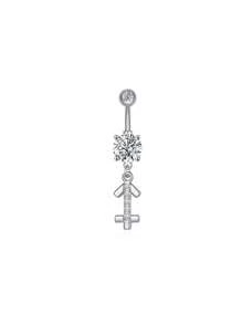 1 bucată culoare argintie culoare auriu-roz douăsprezece constelații zirconia sexy lung inel pentru buric piercing din oțel chirurgical femei inel pentru buric
