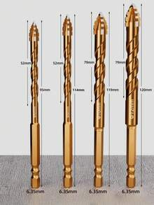 4-Piece Multi-Purpose Rotary Hammer Drill Set, Hexagonal Shank - Tungsten Steel Drill Bit/High Hardness, Firmly Fixed, Suitable For Glass, Concrete, Marble/Plastic And Wood - Size From 3mm To 12mm, Including Hole Saw And Tool Accessories, Drilling Tools, Woodworking Tools (Drill Bit Color Is A Rendering Of The Picture, The Actual Color Shall Prevail) - Multicolor - View 10