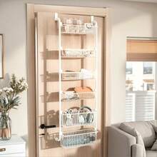 A Six-Level Hanging Rack, A Storage Shelf Behind The Door, A Door-Mounted Snack And Spice Storage Rack That Doesn't Require Drilling, For Storage And Organization In The Kitchen, Bathroom, Room, And Bedroom. - Multicolor - View 7