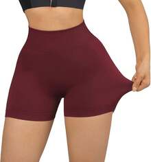 Seamless High Waisted Booty Shorts For Workout - Vino tinto de 3" - Ver 4