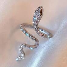 1pc Fashionable Exquisite Rhinestone Snake Shaped Adjustable Ring