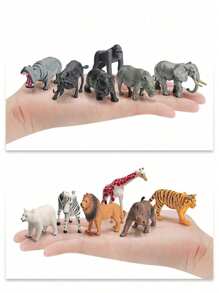 Set da 12 pezzi/9 pezzi/11 pezzi/21 pezzi di statuine di animali in miniatura simulate come leone, elefante, giraffa, tigre, zebra, rinoceronte bianco, orso grizzly, antilocapra, alce, bisonte, procione, giocattoli ornamentali divertenti per bambini di età 3+ per l'istruzione scientifica e la cognizione, regalo di compleanno