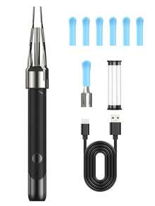 Herramienta de eliminación de cerumen de cámara 1080P - Limpiador de oídos - Kit de limpieza de oídos 7 en 1 - Cumple con los estándares de FSA/HSA - Compatible con dispositivos iOS y Android, escuela, vuelta al cole, viaje, artículos esenciales de viaje, artículos esenciales del hogar, limpiador de oídos - Negro - Ver 9