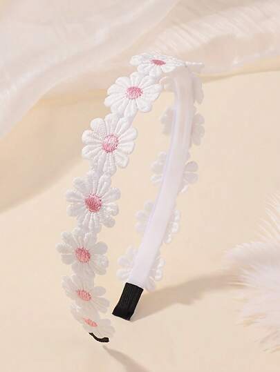 1pc Pink Floral Fashion Headband For Girls, Party, Ponytail Accessory, Travel Style Princess Hair Clip, Back To School