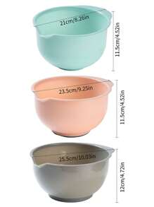 1 pieza/Set de 3 piezas Juego de tazones de plástico para mezclar ensaladas, juego de utensilios de cocina con plato de frutas plegable