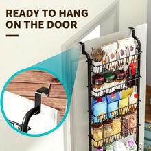 A Six-Level Hanging Rack, A Storage Shelf Behind The Door, A Door-Mounted Snack And Spice Storage Rack That Doesn't Require Drilling, For Storage And Organization In The Kitchen, Bathroom, Room, And Bedroom. - Multicolor - View 9