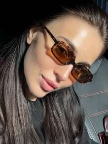 1 件全框方形百搭简约时尚眼镜，小框 Y2K 复古个性女士眼镜，适合夏季海滩度假、户外活动和旅行