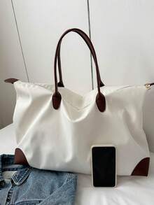 新款大容量行李袋、短途旅行手提袋、健身房运动健身袋、航空公司认可的随身行李袋、批发酒店包 - 米色 - 查看 8