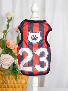 1 件卡通印花宠物狗/猫夏季无袖背心衬衫，透气薄面料，防脱毛衣服，适合贵宾犬、泰迪，夏季 - 彩色 - 查看 4