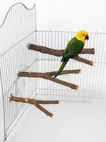 1 pieza Perchan de horquilla de madera de fruta natural, juguete rascador de doble horquilla de rama de árbol para loros, suministros inteligentes para pájaros, accesorio de jaula de pájaros, juguete para loros (Los árboles frutales crecen de forma natural, las formas varían; los tamaños y pesos pueden variar ligeramente)