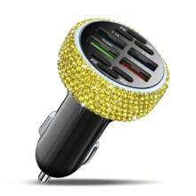 1 pièce Chargeur de voiture 2-en-1/8-en-1 avec strass, câble de charge 3-en-1 avec strass, charge rapide, Type C, USB, adaptateur de voiture, compatible avec Apple, téléphone, caméra de tableau de bord, iPad, GPS, cadeau pour les vacances/anniversaire