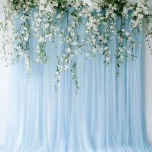 1 pieza/2 piezas/4 piezas Cortina de tul de color azul claro/rosa claro/negro, Decoración de Año Nuevo 2025, Tela de fondo para fiesta de boda, Decoración de ducha de bebé, Decoración de San Valentín, Decoración de escenario de gasa, Suministros de decoración de boda