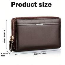 Cartera larga de embrague de PU para hombres, bolsa de tote de negocios y viaje grande como regalo para padre, esposo o novio - Negro - Ver 2