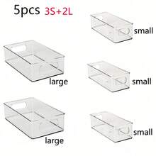 5/3pcs Clear Organizer Set-Stackable, Portable Drawers-Ideal For Food, Fruit, Vegetables, Meat, Cosmetics, Jewelry Desk & Household Storage-With Handles, Suitable For Kitchen, Refrigerator, Dressing Table, Bathroom, Home Decor, Household Accessories - White - View 12