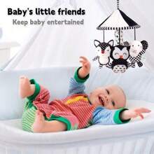 1pc High Contrast Black & White Animal (Fox, Owl, Elephant) Baby Crib Mobile, Soft Plush Hanging Toy For Stroller, Car Seat, Baby Rattle, Gifts For 0-12 Months Infants