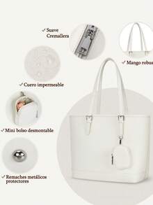 NEWHEY 女士手提包，真皮单肩包，大容量钱包和手提包套装，带可拆卸小袋