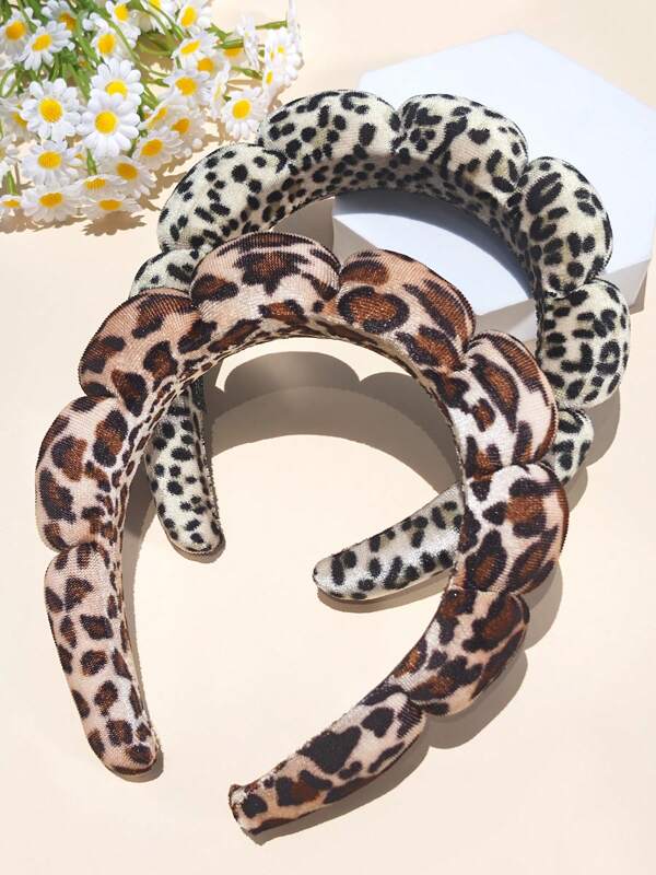 1 peça de faixa de cabeça feminina com estampa de leopardo e trança de nuvem, acessórios de cabelo casuais para uso diário, para lavagem do rosto, banho, maquiagem, penteados, estampa animal, faixa de cabelo para mulheres, acessórios de cabelo, diadema, arco de cabelo