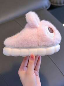 1双可爱卡通兔子女童拖鞋，适合秋冬室内穿着 - 粉色 - 查看 4
