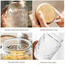 1 pieza Frasco de vidrio retro con tapa, aproximadamente 671.9/900 gramos, botes de almacenamiento de vidrio sellados, recipientes de almacenamiento de alimentos de vidrio, aptos para mostradores de cocina, despensas, frascos decorativos y lindos frascos para café, té, azúcar y dulces