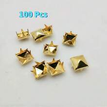 50/100pcs Square Pyramid Studs, 10mm 4-Prong Nailheads, Punk Rock Rivet Spots, For Bags, Shoes, Leather Crafts (Silver Color)