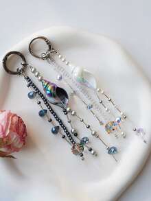 独特的手工釉花星形和心形装饰品简约手机挂件和吊坠背包装饰 - 彩色 - 查看 3