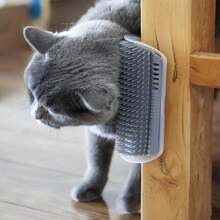 Wall-Mounted Cat Scratching Board, Self-Combing Brush, Angle Massager, Plastic Material, Gray, Suitable For Short-Haired And Long-Haired Cats, Easy To Install, Fixed With Screws And Glue. - 灰色的. - 查看 1