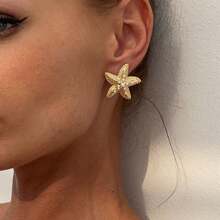 Ocean Style Party Exaggerated Star Earrings Personality Vacation Beach Starfish Metal Earrings